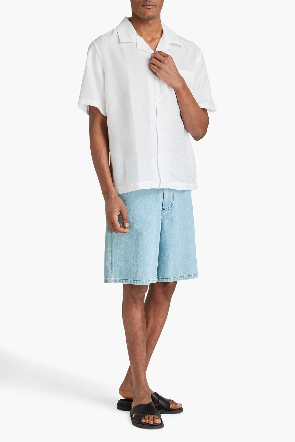 MISSONI COTTON AND LINEN-BLEND JACQUARD SHIRT