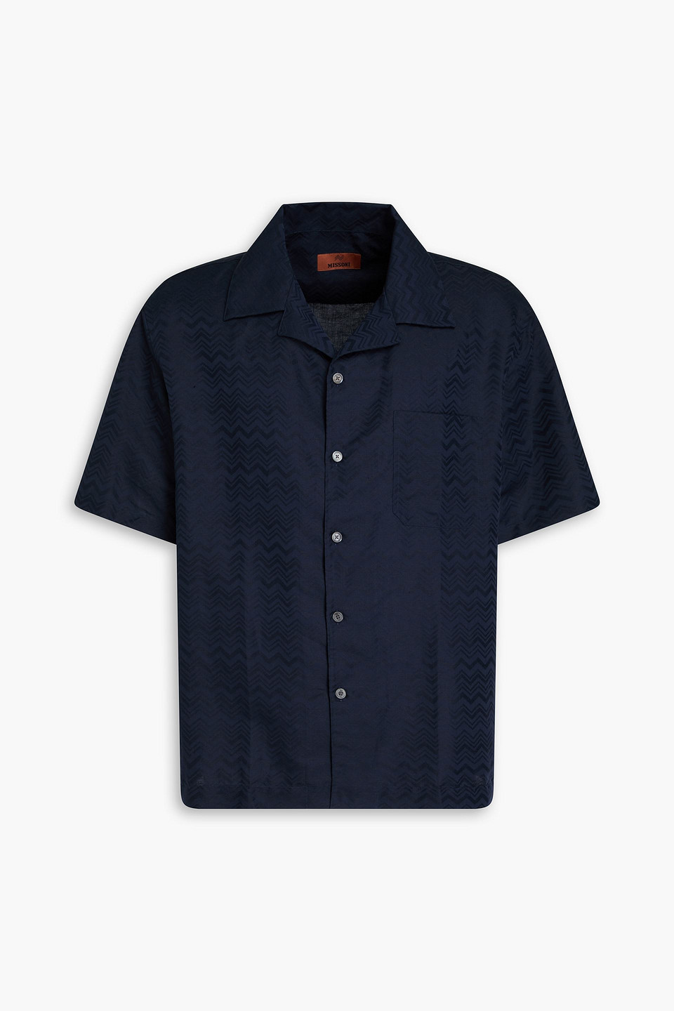 Missoni Cotton And Linen-blend Jacquard Shirt In Navy