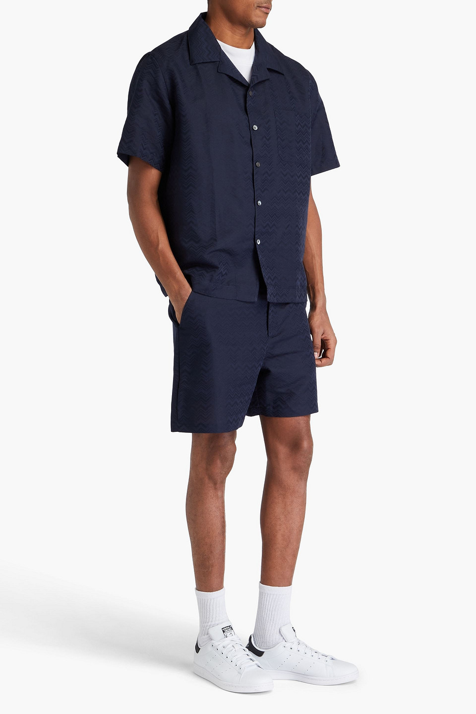 MISSONI COTTON AND LINEN-BLEND JACQUARD SHIRT