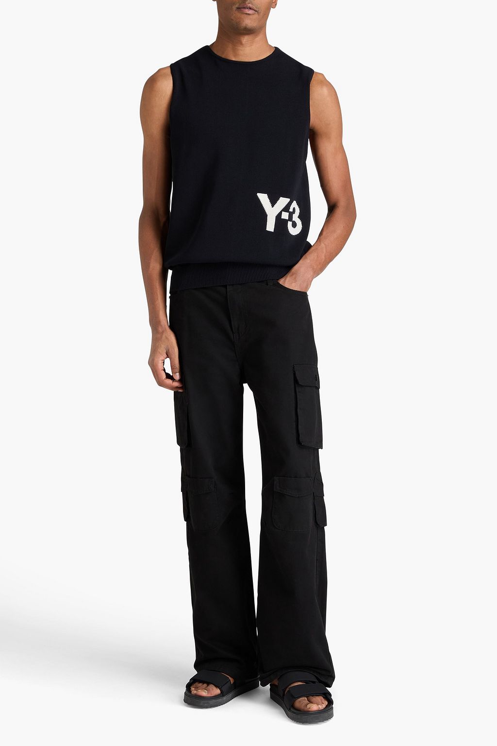 Y-3 Intarsia cotton-blend vest
