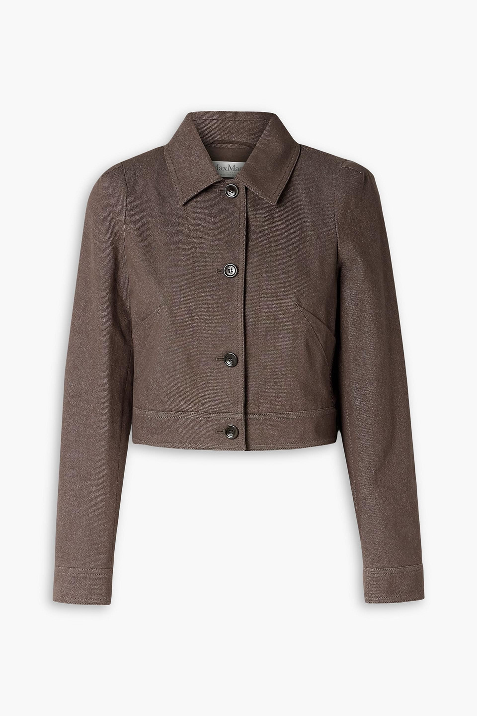 max mara - cropped denim jacket - brown - it 40
