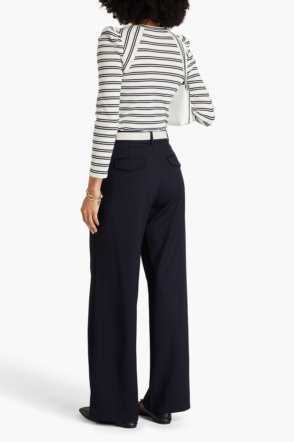 Frame Wool-blend Twill Wide-leg Pants In Nachtblau