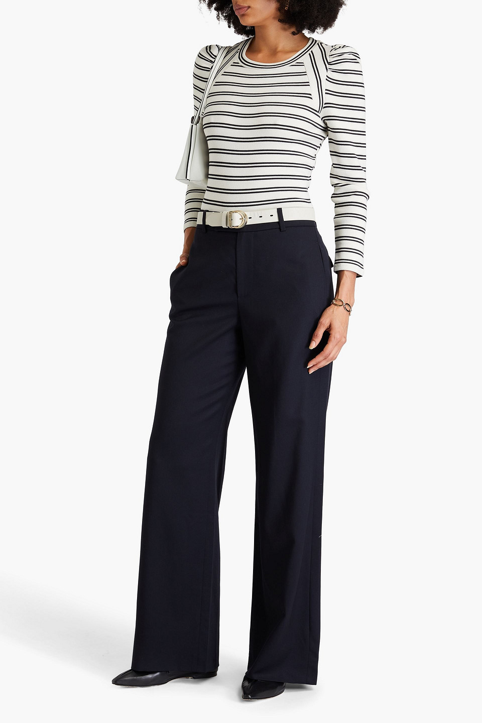 Frame Wool-blend Twill Wide-leg Pants In Nachtblau