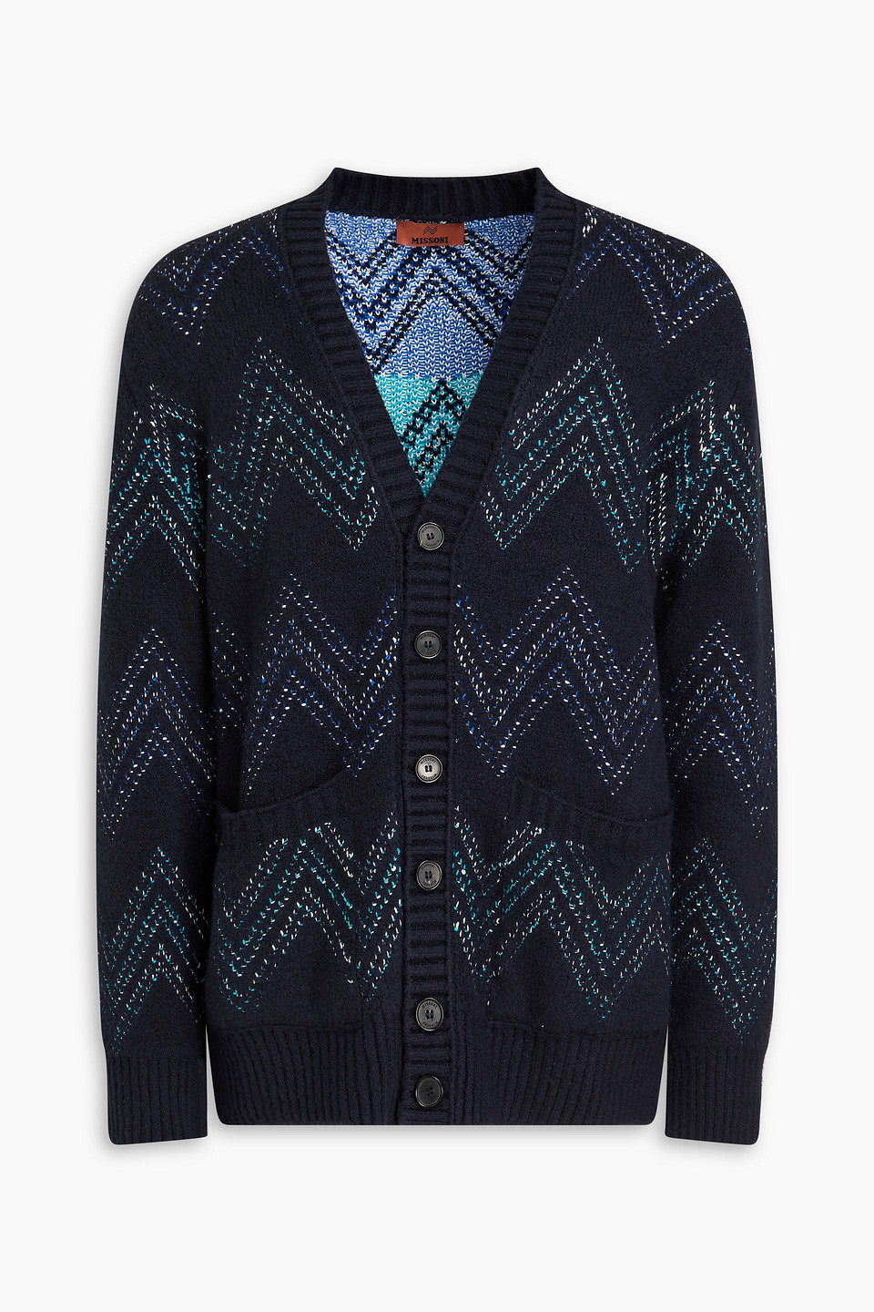 Missoni Cotton-blend Cardigan In Navy