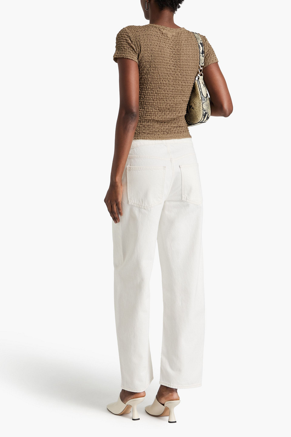 FRAME ZIP-DETAILED HIGH-RISE BARREL-LEG JEANS
