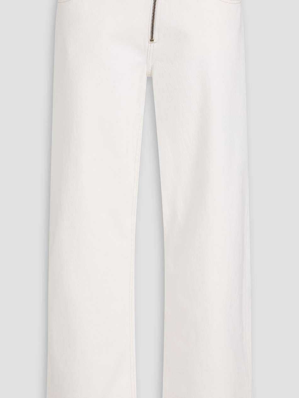 zip-detailed high-rise barrel-leg jeans