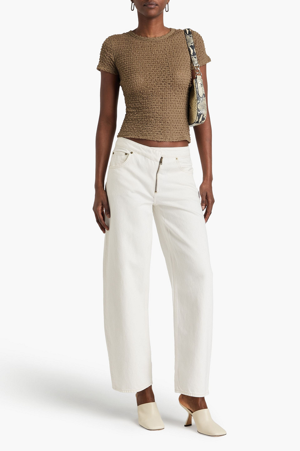 FRAME ZIP-DETAILED HIGH-RISE BARREL-LEG JEANS