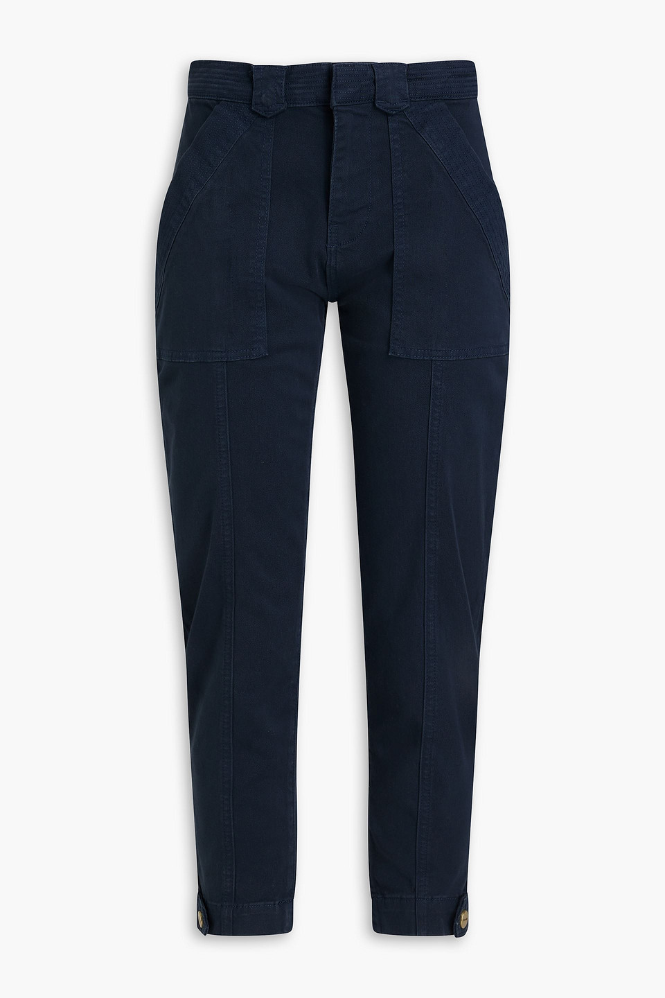 Frame Cropped Stretch Cotton-twill Slim-leg Pants In Marineblau