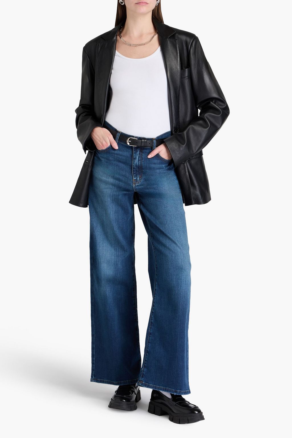 FRAME Le Slim Palazzo high-rise wide-leg jeans