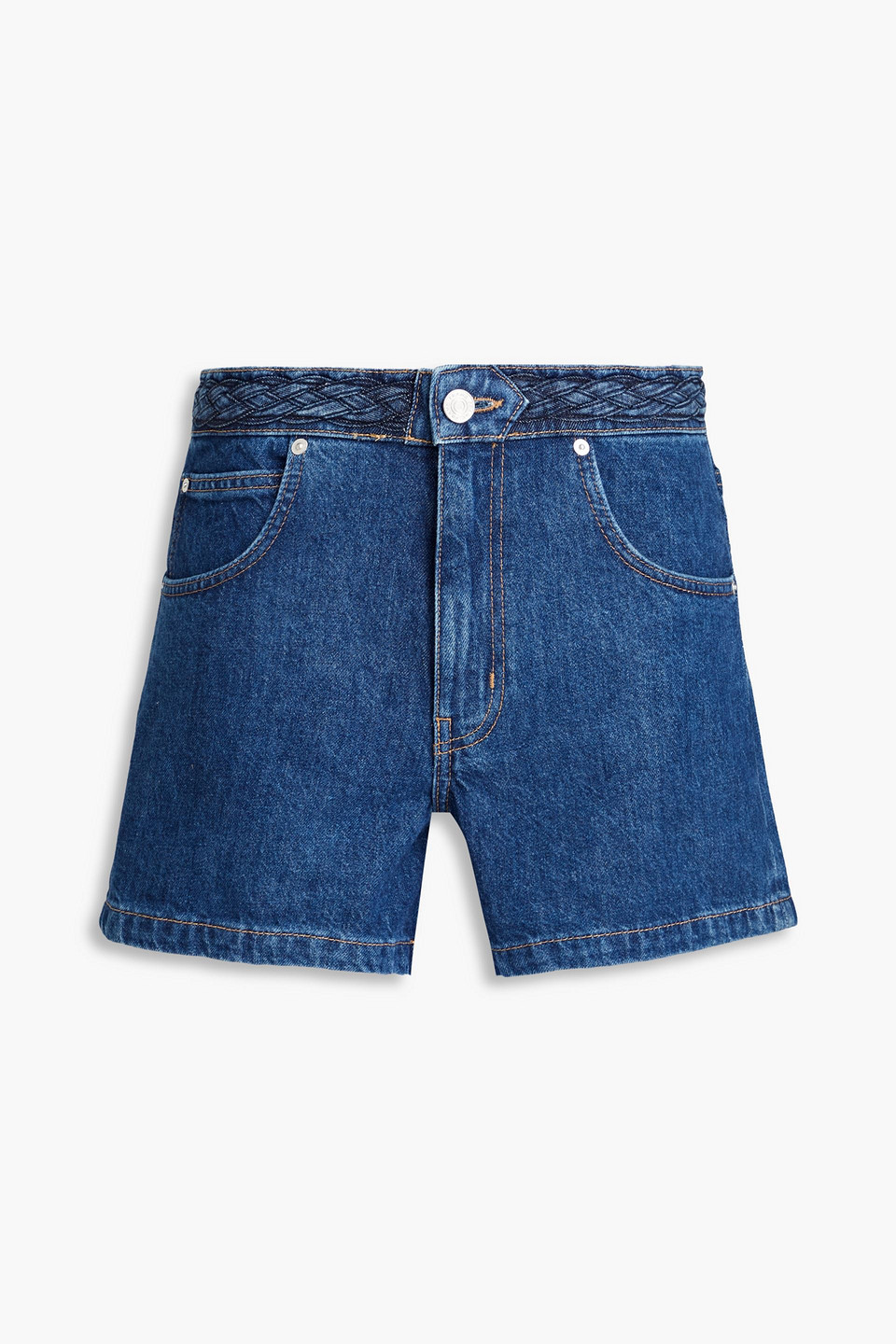 FRAME - Braid-trimmed denim shorts - Blue - 27