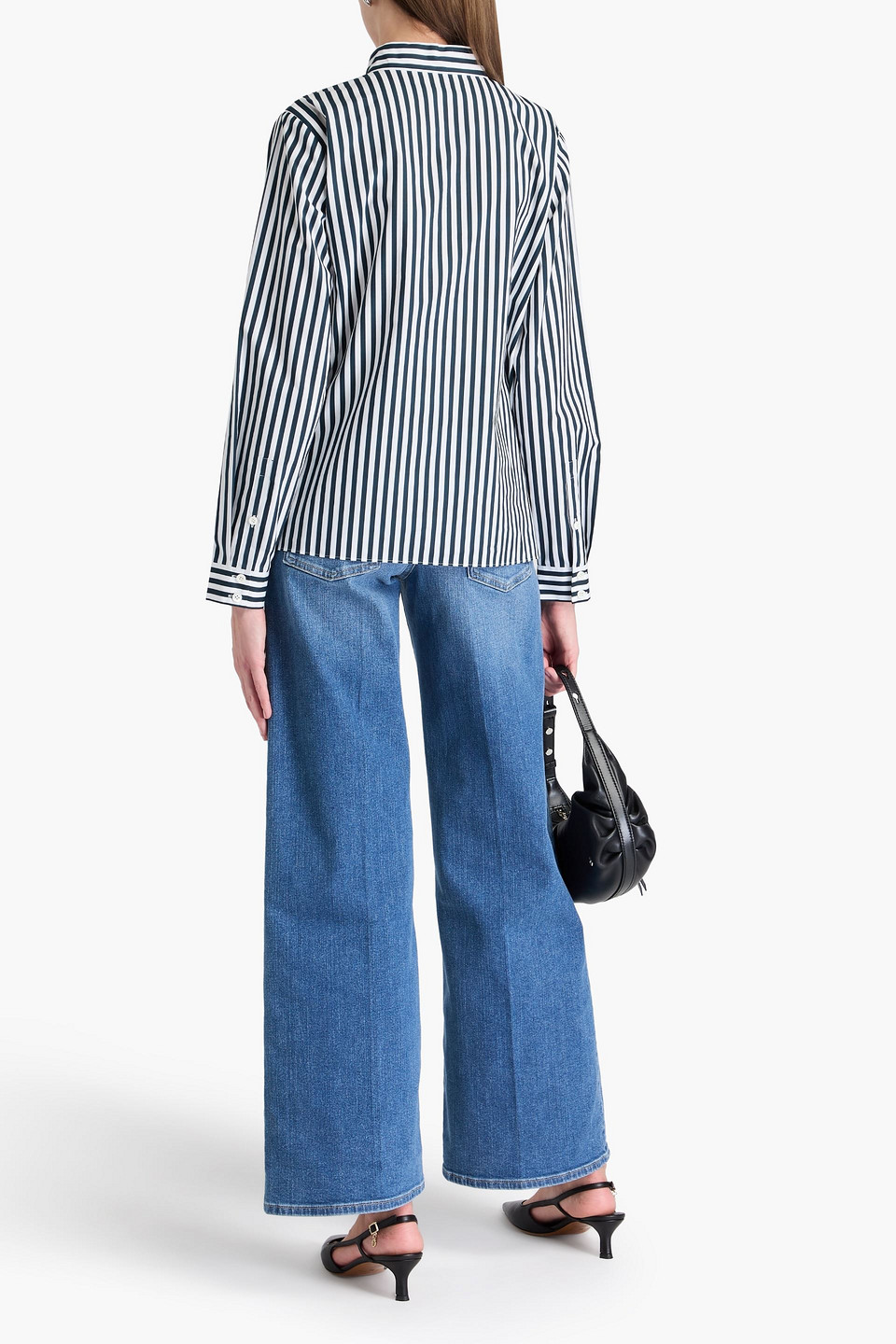 Frame Striped Cotton-poplin Shirt In Nachtblau