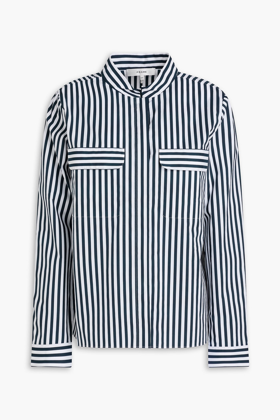 Frame Striped Cotton-poplin Shirt In Nachtblau