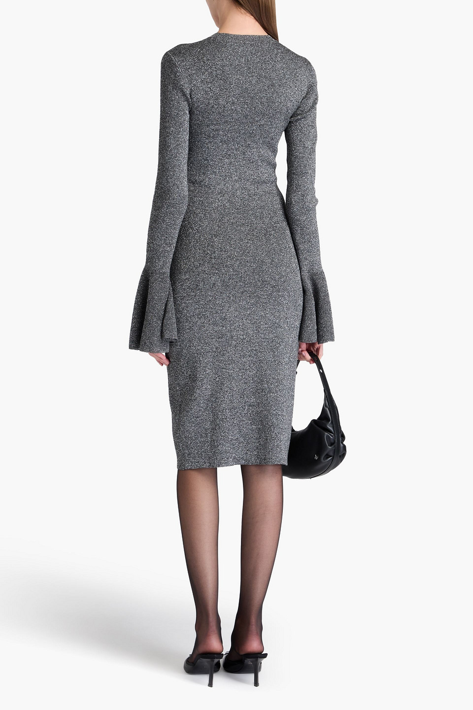 Frame Metallic Ribbed-knit Dress In Silber