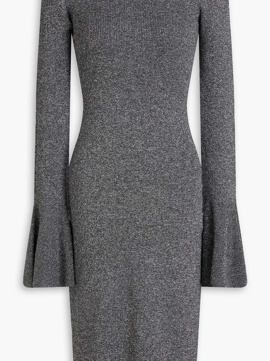 metallic ribbed-knit dress
