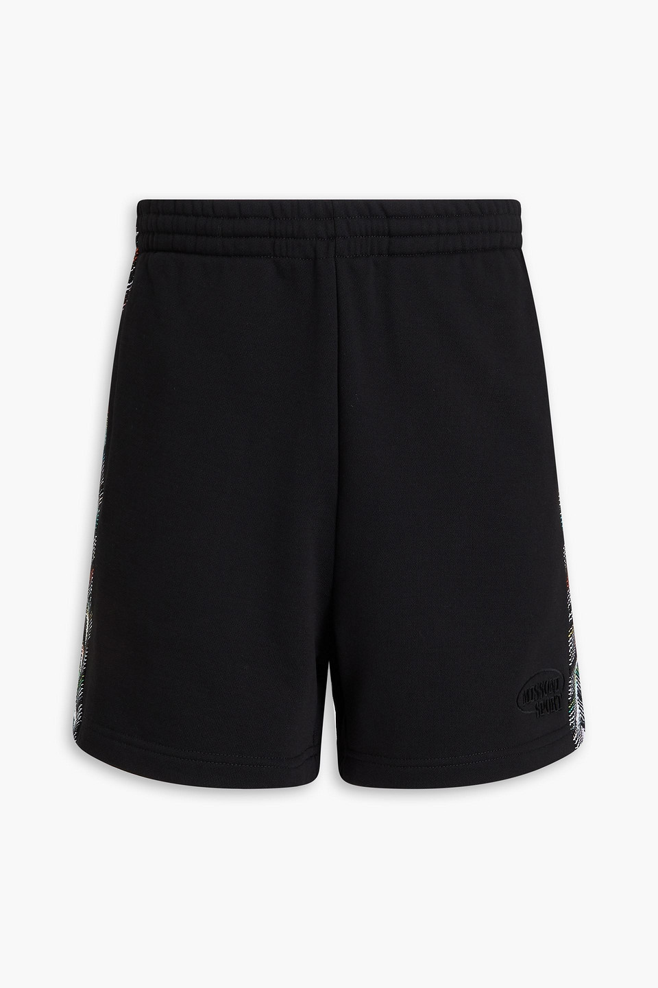 Missoni Knit-trimmed French Cotton-terry Drawstring Shorts In Black