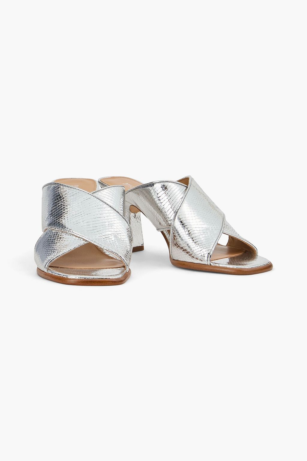 MICHAEL MICHAEL KORS Gideon スネーク風レザー ミュール メタリック