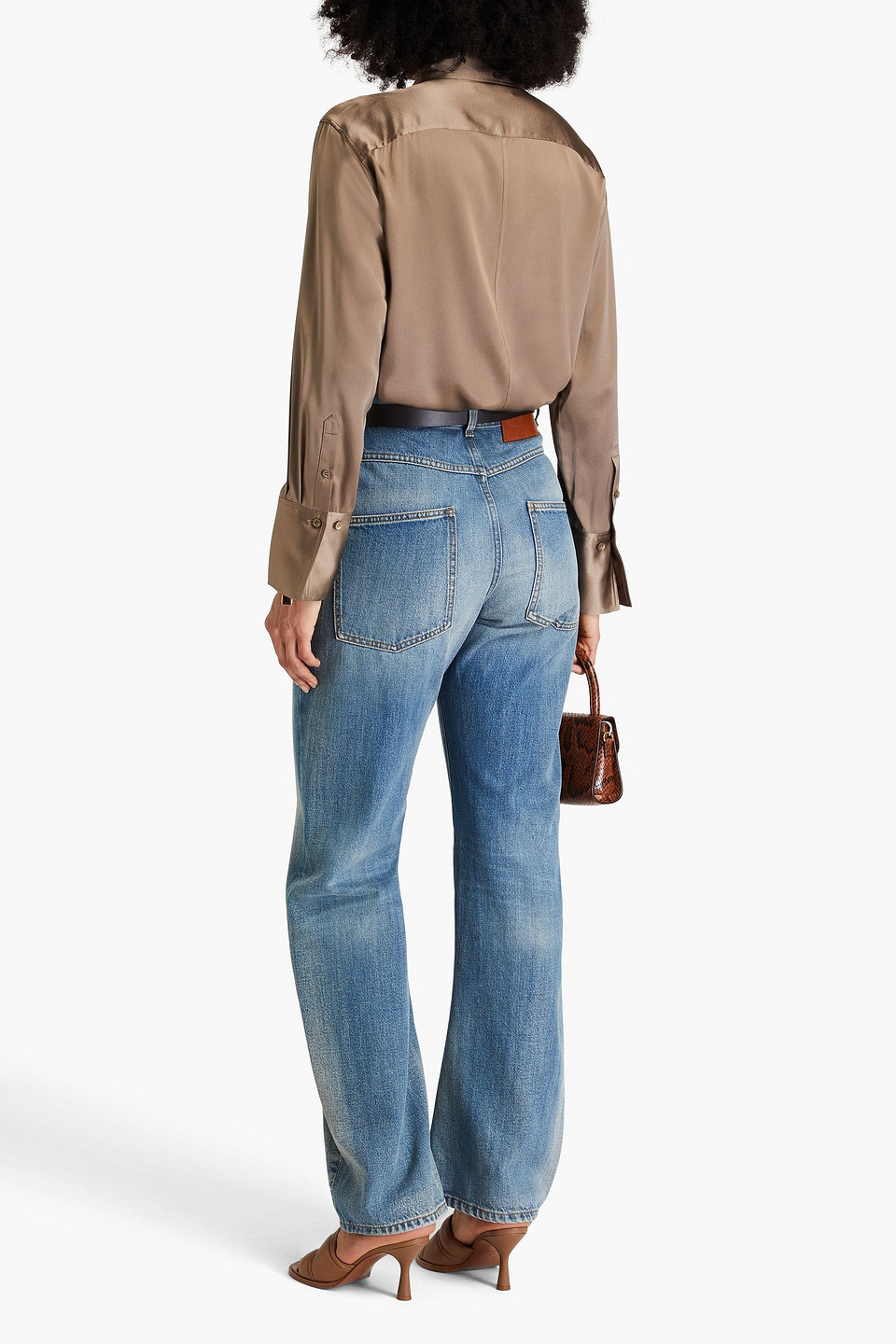 Frame The Standard Stretch-silk Satin Shirt In Neutral