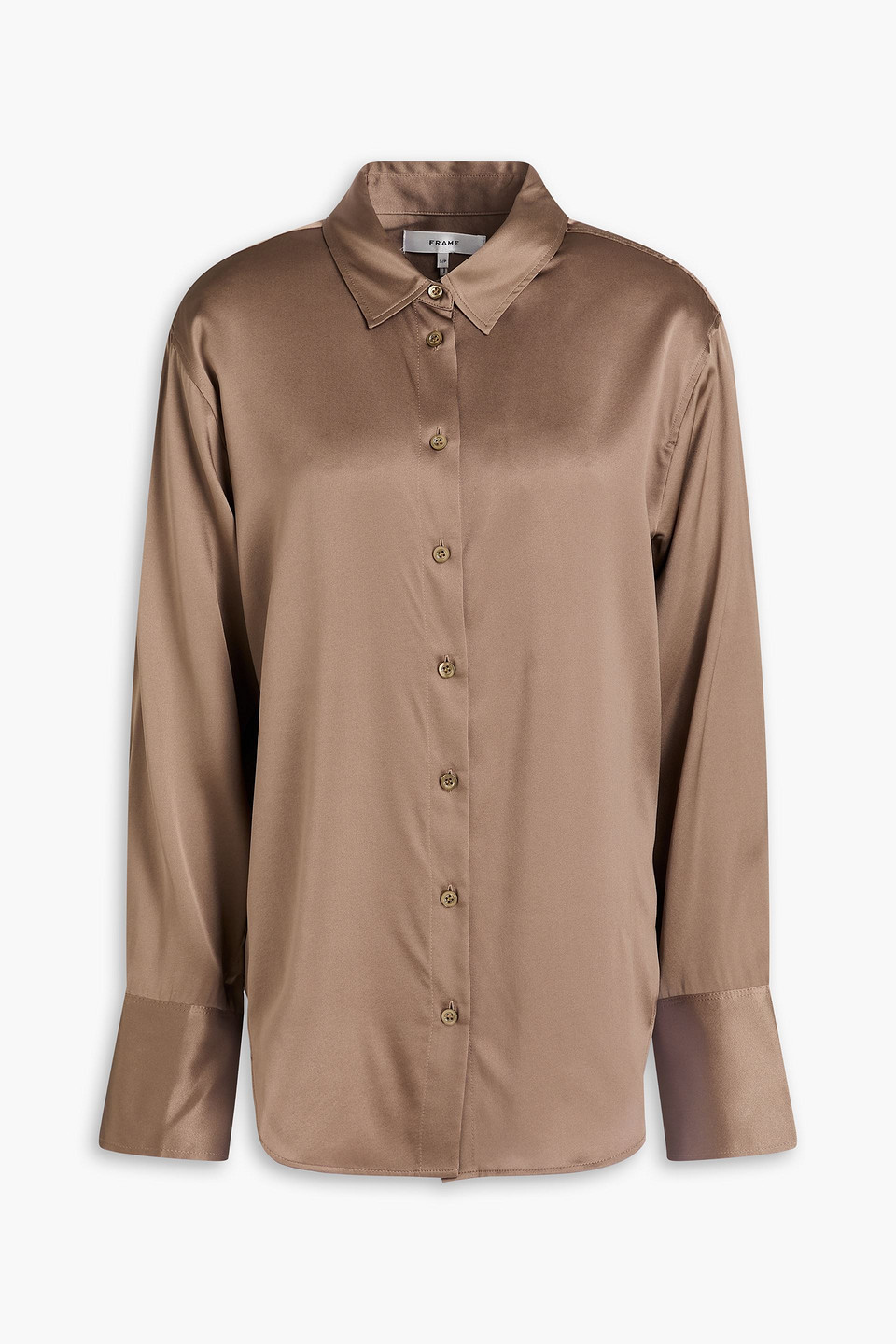 Frame The Standard Stretch-silk Satin Shirt In Neutral