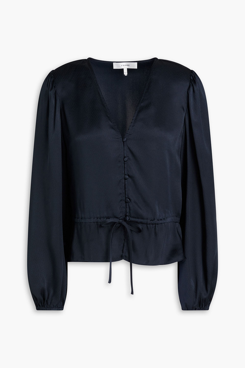 Frame Fil Coupé Silk-satin Blouse In Blue
