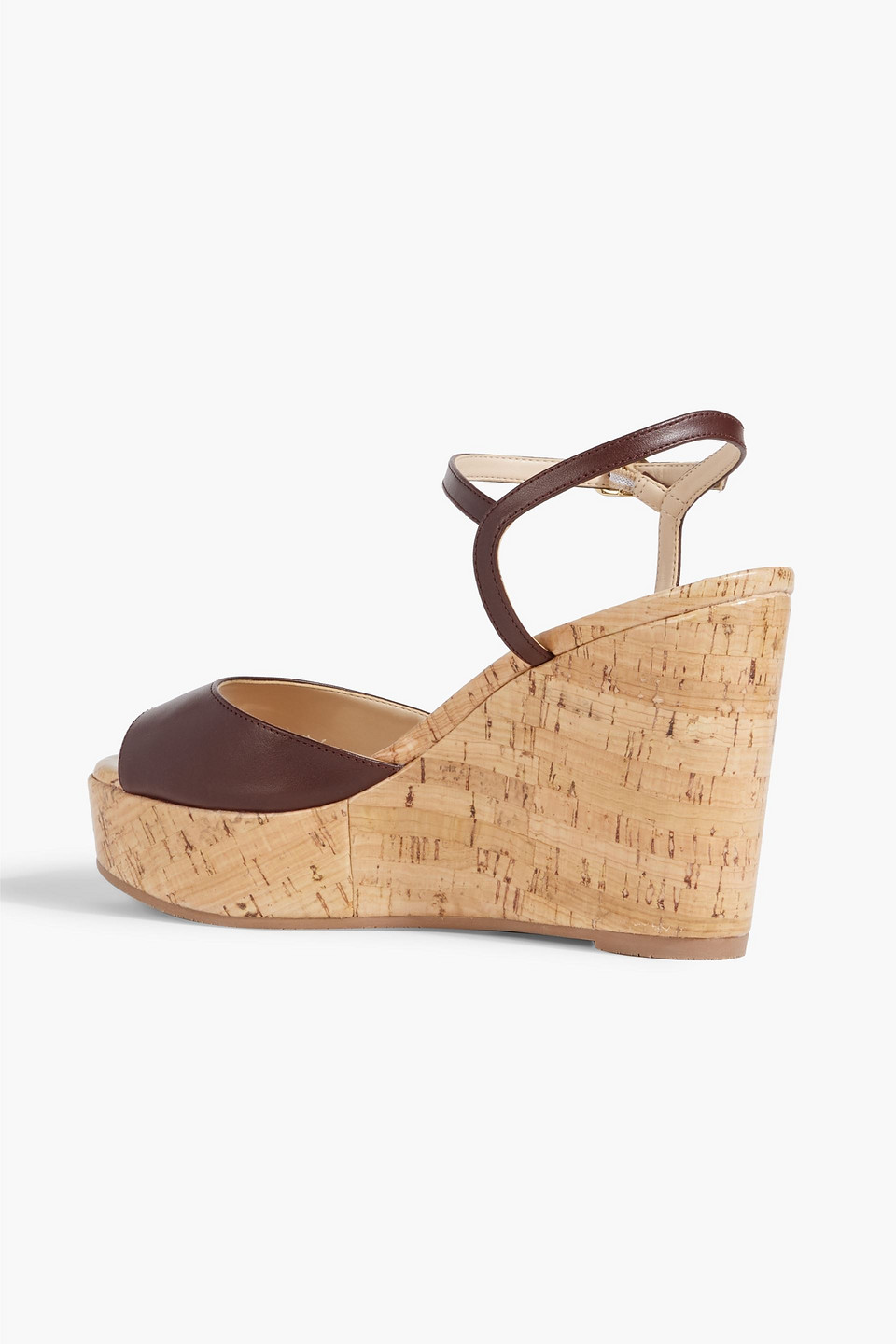 Stuart Weitzman Palmina Leather Wedge Sandals In Chocolate