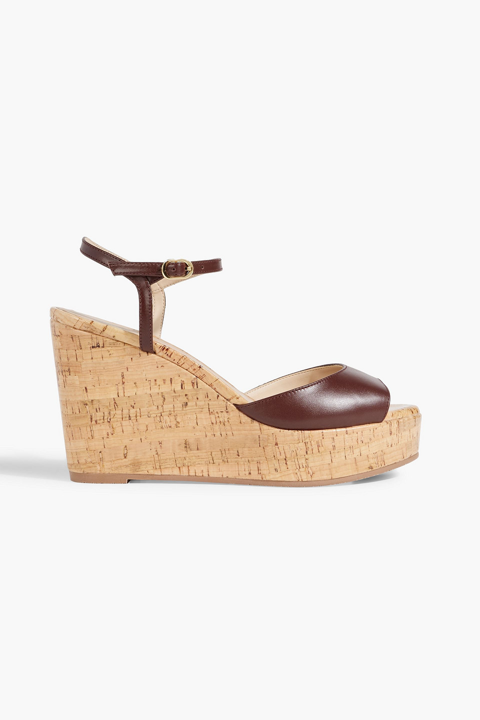 Stuart Weitzman Palmina Leather Wedge Sandals In Chocolate