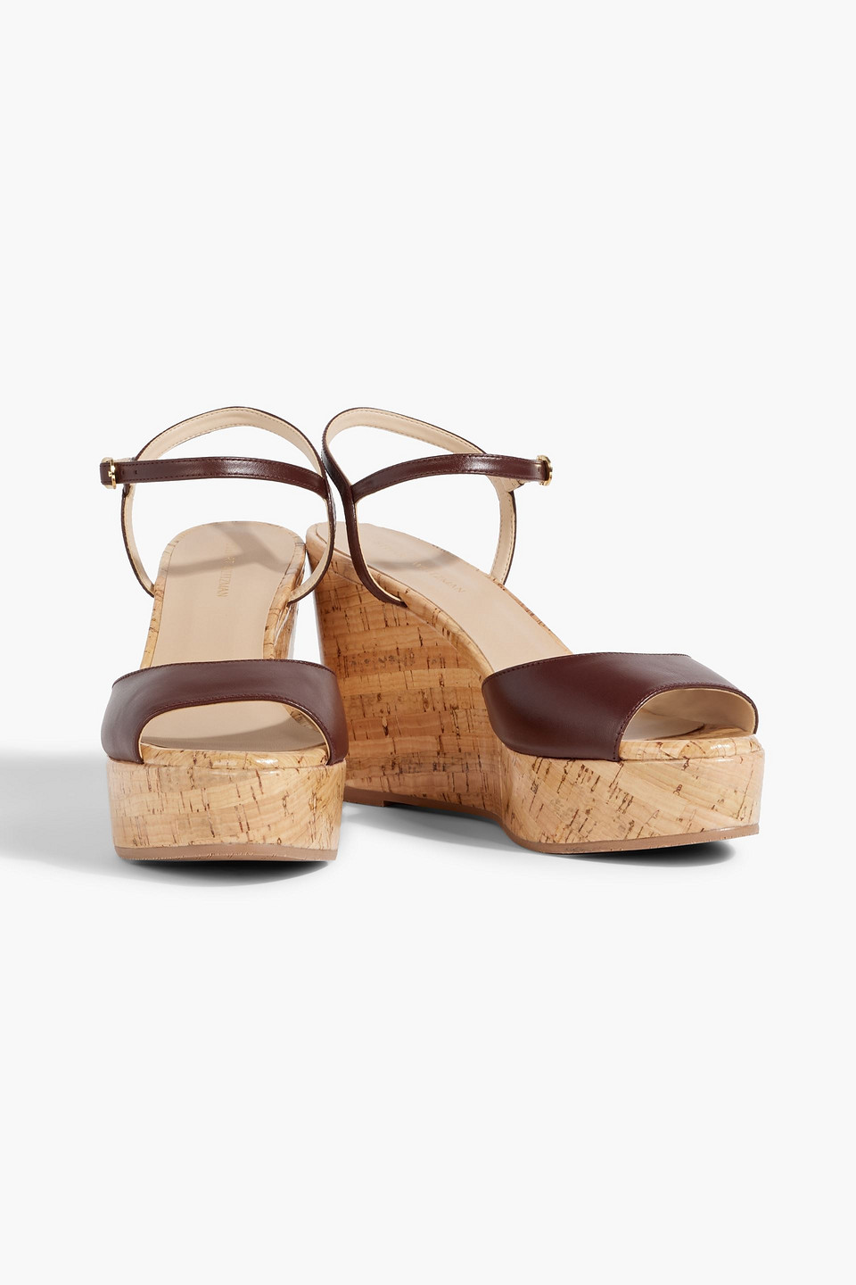 Stuart Weitzman Palmina Leather Wedge Sandals In Chocolate