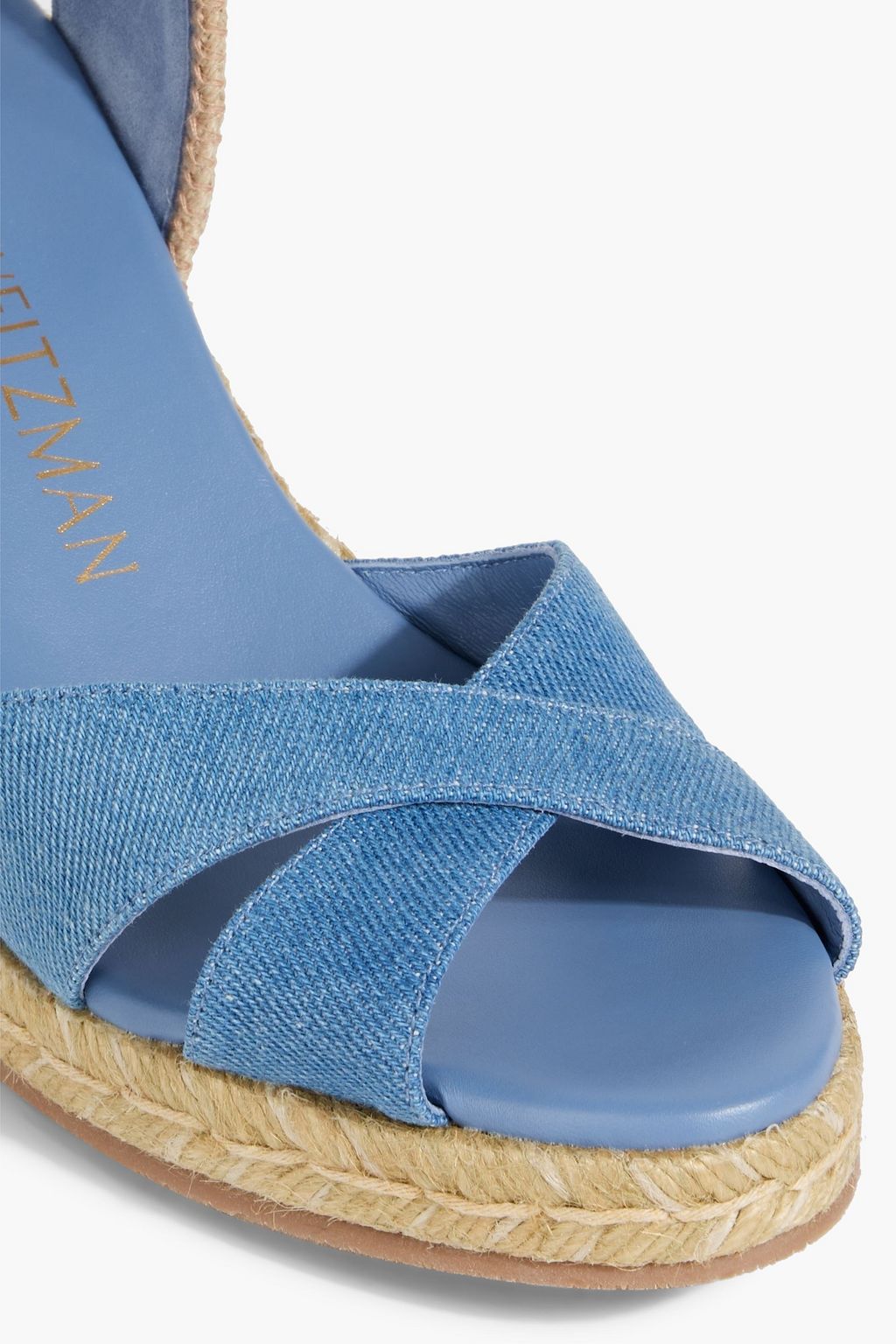 STUART WEITZMAN صندل إسبادريل "ميريلا"بكعب إسفيني من الدنيم