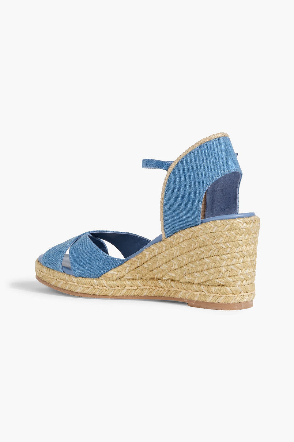 STUART WEITZMAN MIRELA DENIM ESPADRILLE WEDGE SANDALS