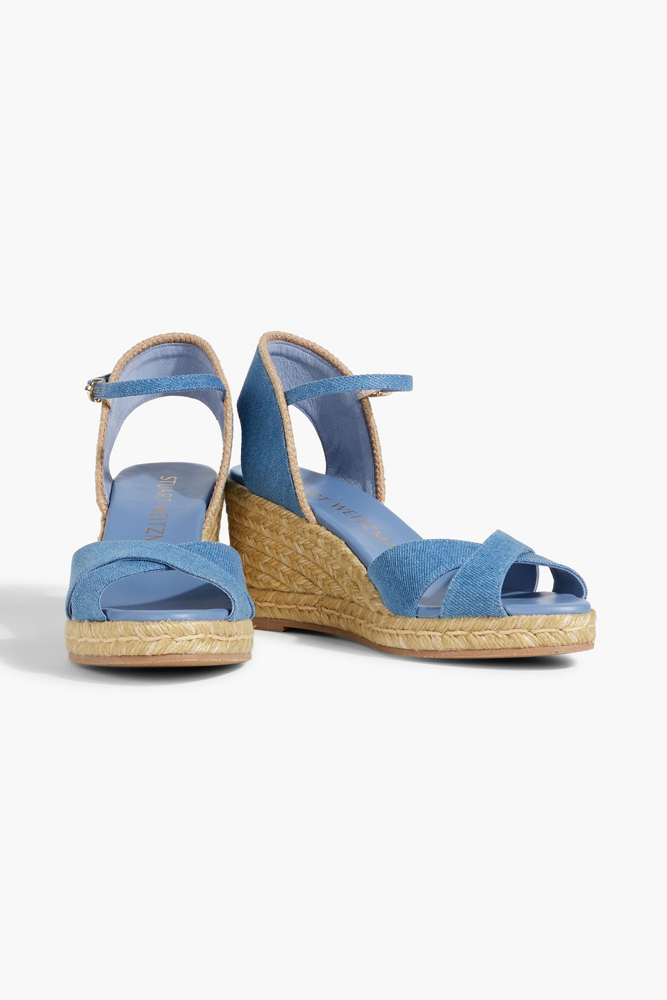 STUART WEITZMAN MIRELA DENIM ESPADRILLE WEDGE SANDALS