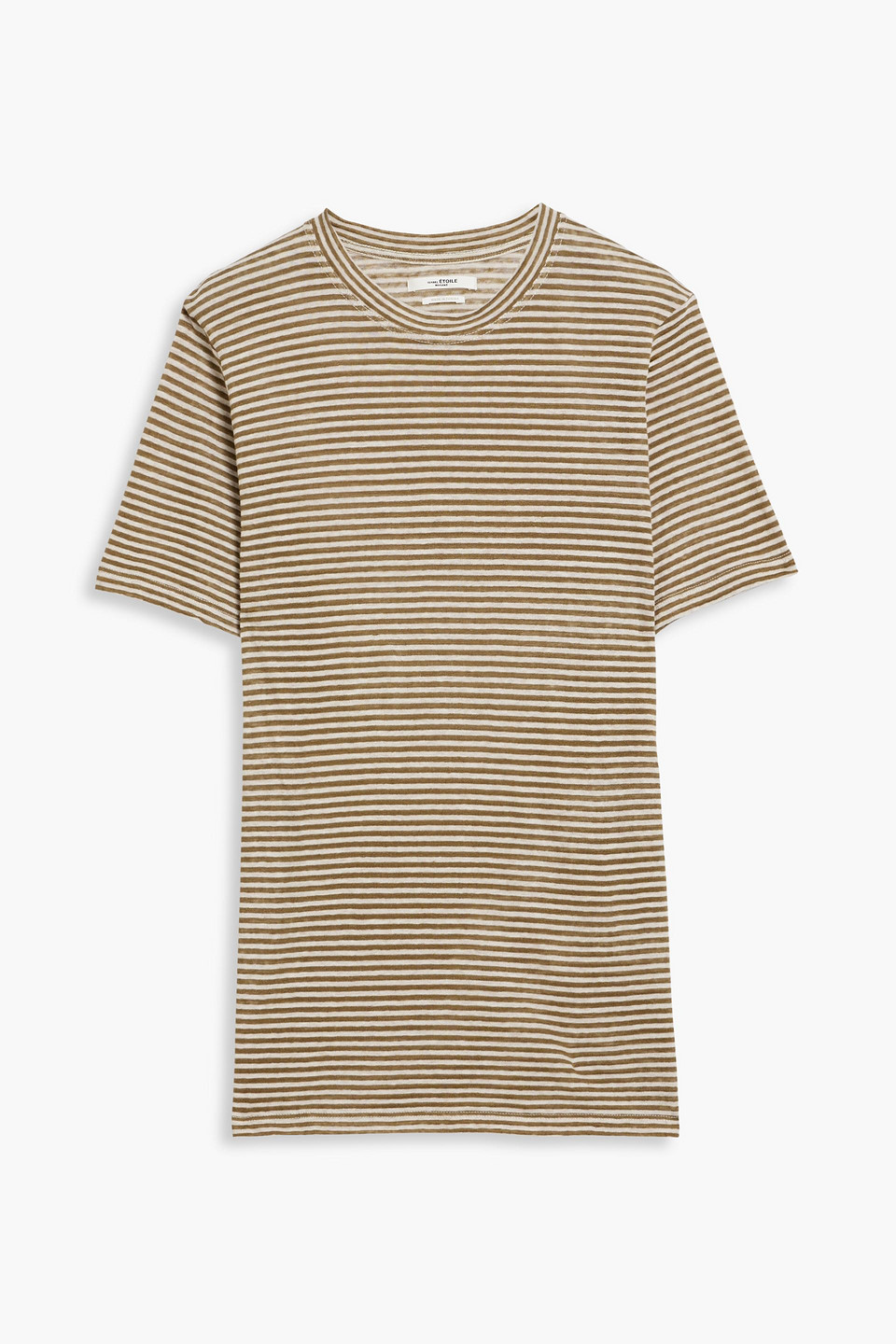 Isabel Marant Étoile Leontine Striped Cotton And Linen-blend T-shirt In Army Green