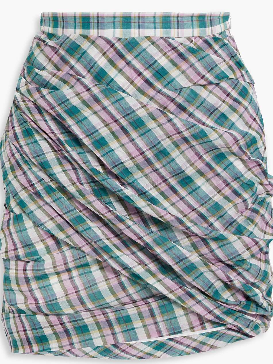 birdy pleated checked cotton-voile mini skirt