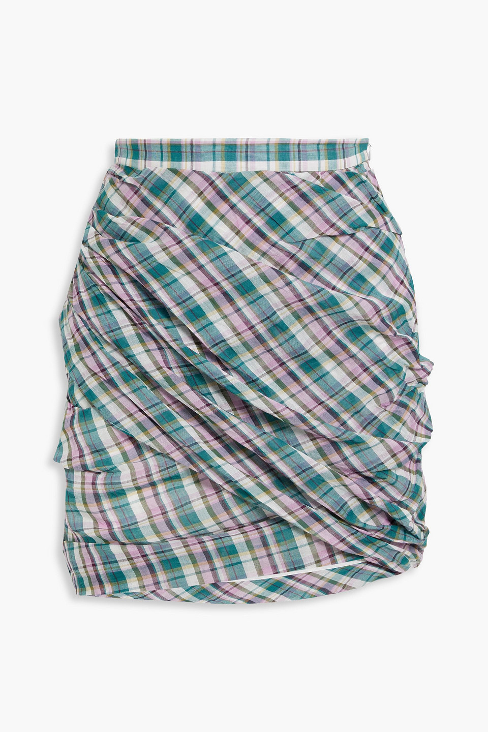Marant Étoile Birdy pleated checked cotton-voile mini skirt