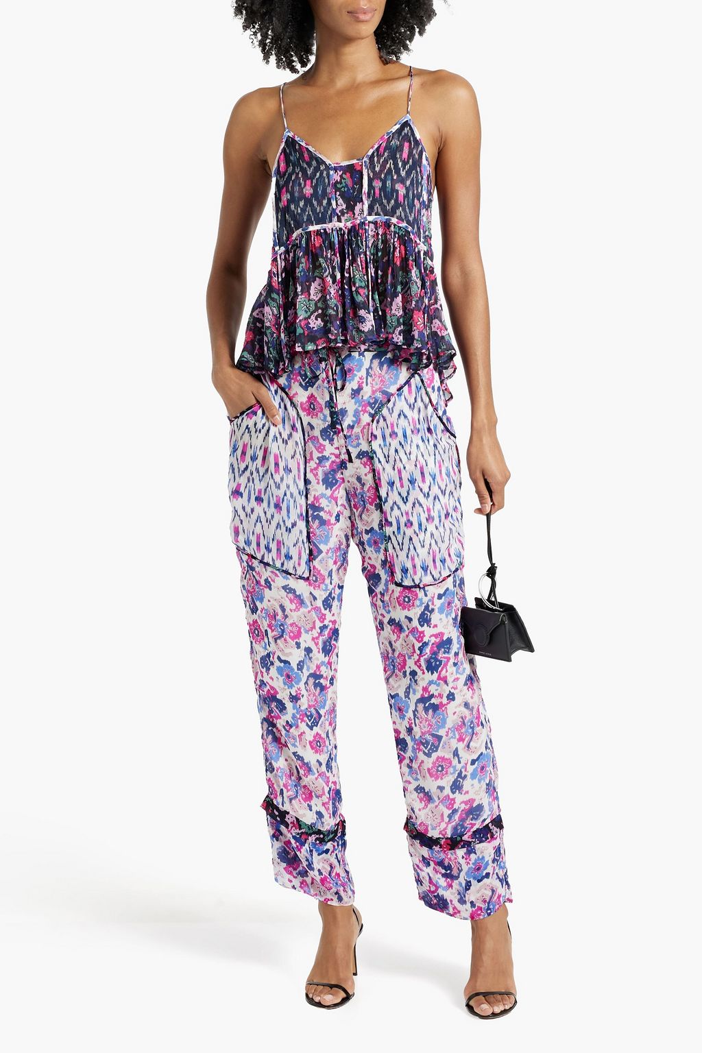 MARANT ÉTOILE Printed georgette straight-leg pants