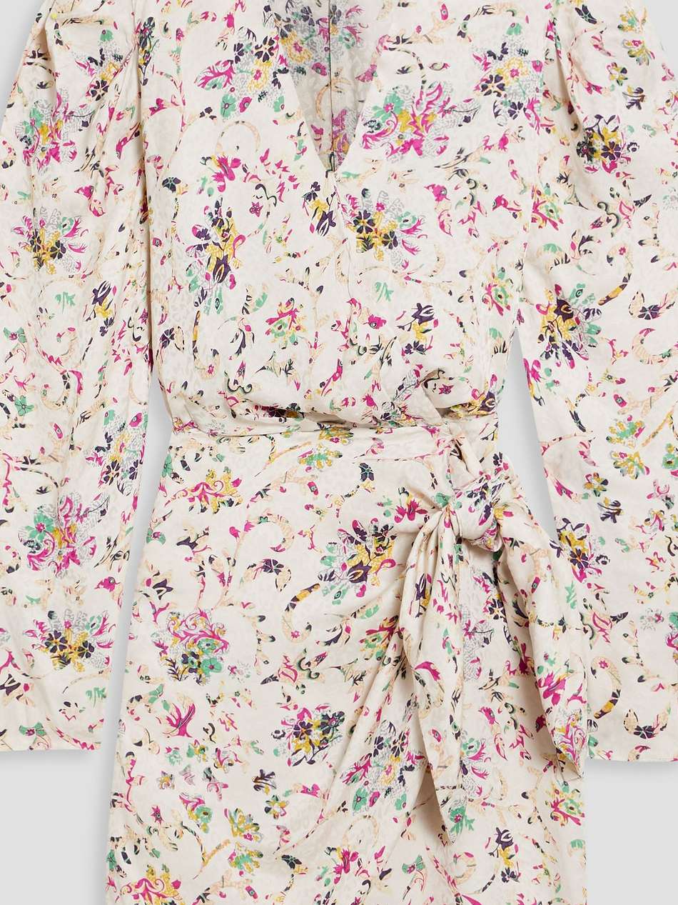 baikal printed jacquard mini wrap dress