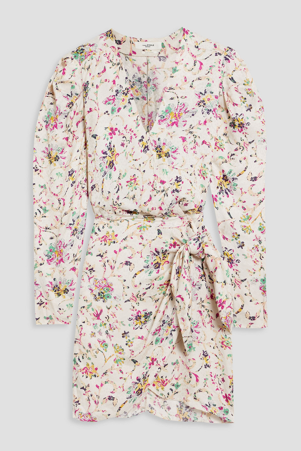 Isabel Marant Étoile Baikal Printed Jacquard Mini Wrap Dress In Ecru