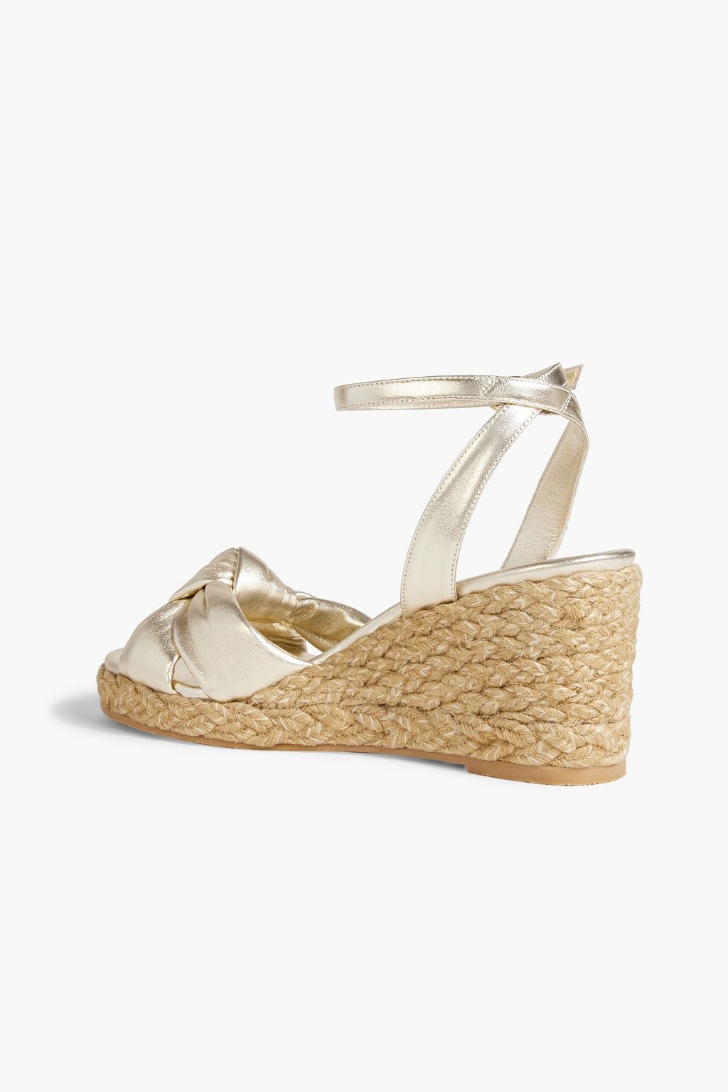 STUART WEITZMAN Playa レザー エスパドリーユウェッジサンダル ノット付き メタリック