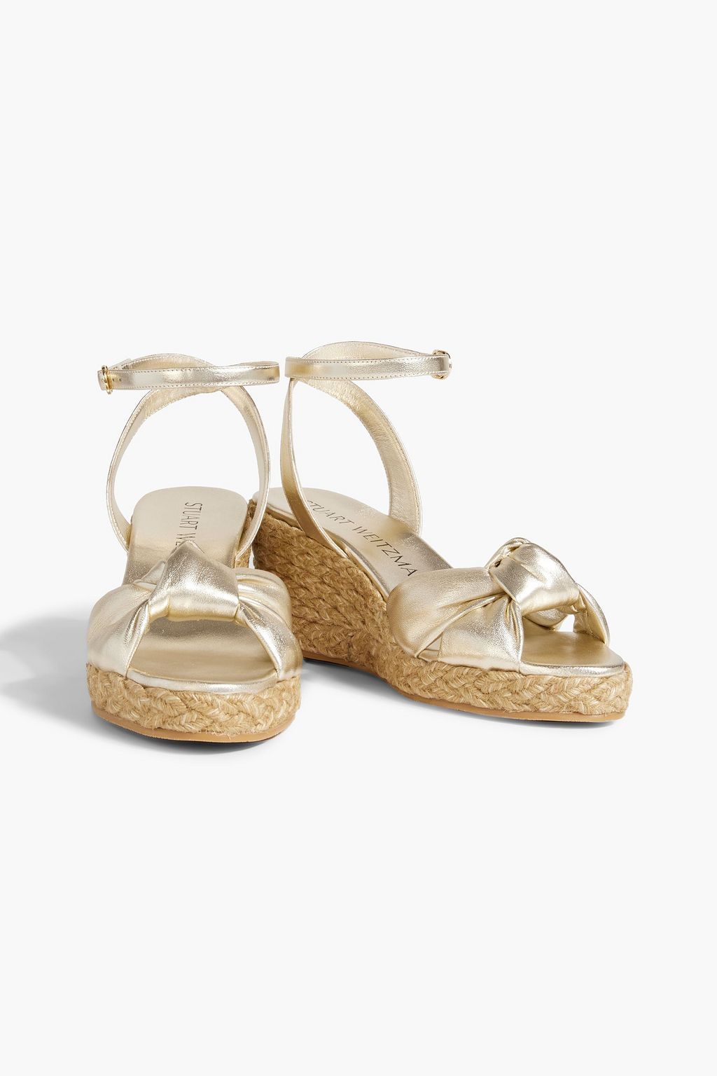 STUART WEITZMAN Playa レザー エスパドリーユウェッジサンダル ノット付き メタリック