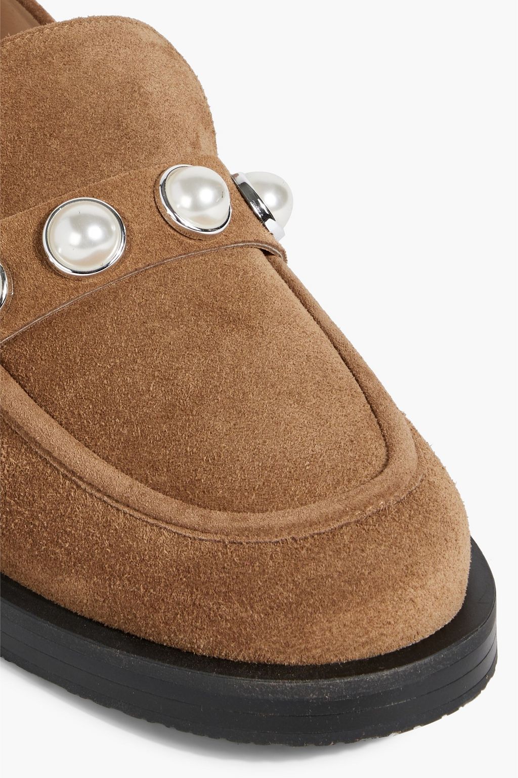 STUART WEITZMAN Portia スエード ローファー フェイクパール付き