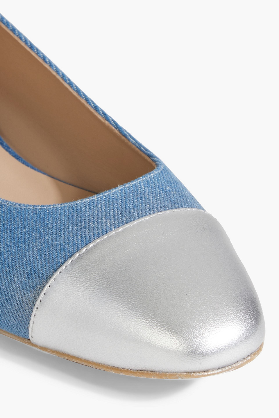 STUART WEITZMAN PEARL EMBELLISHED DENIM FLATS