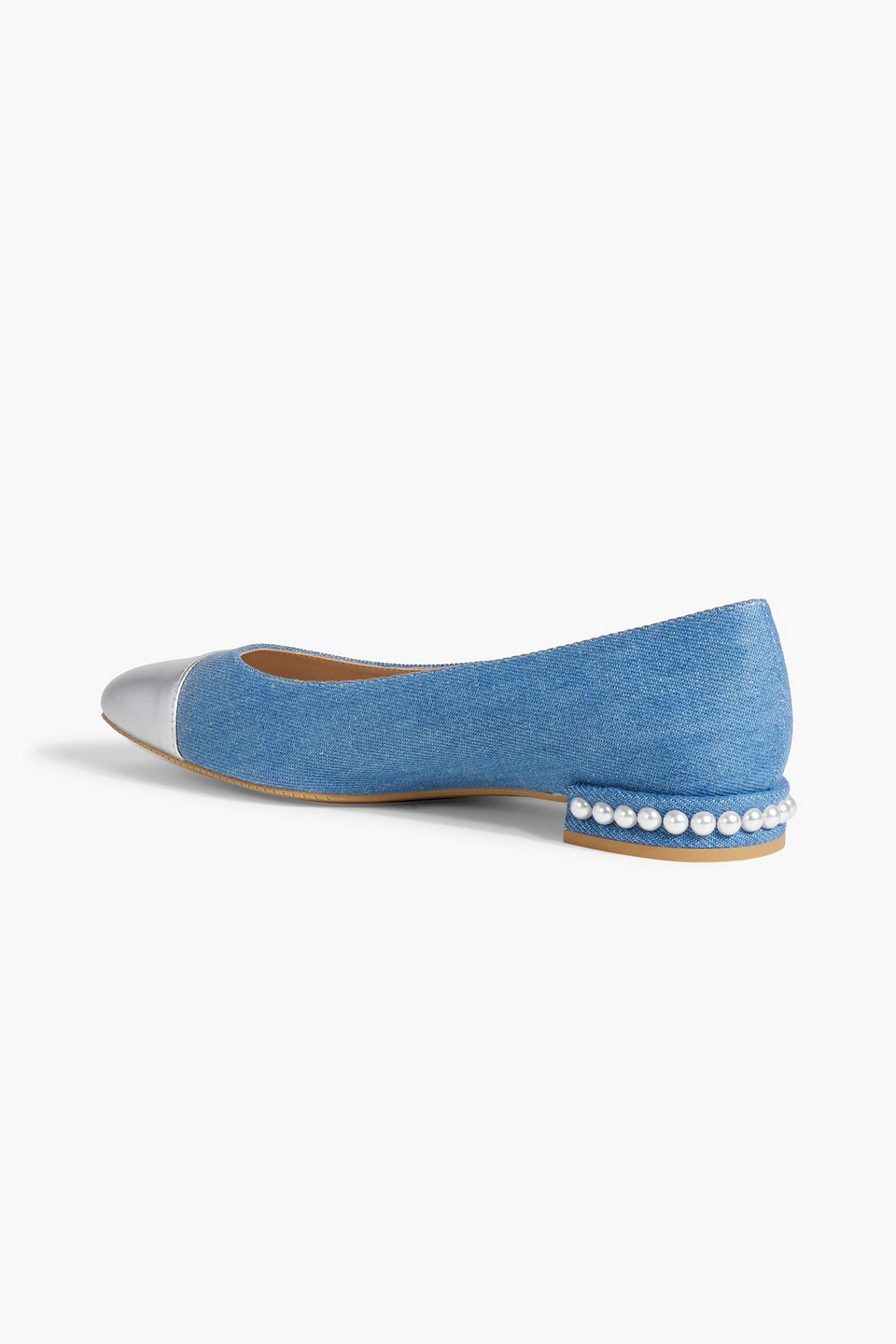 STUART WEITZMAN PEARL EMBELLISHED DENIM FLATS
