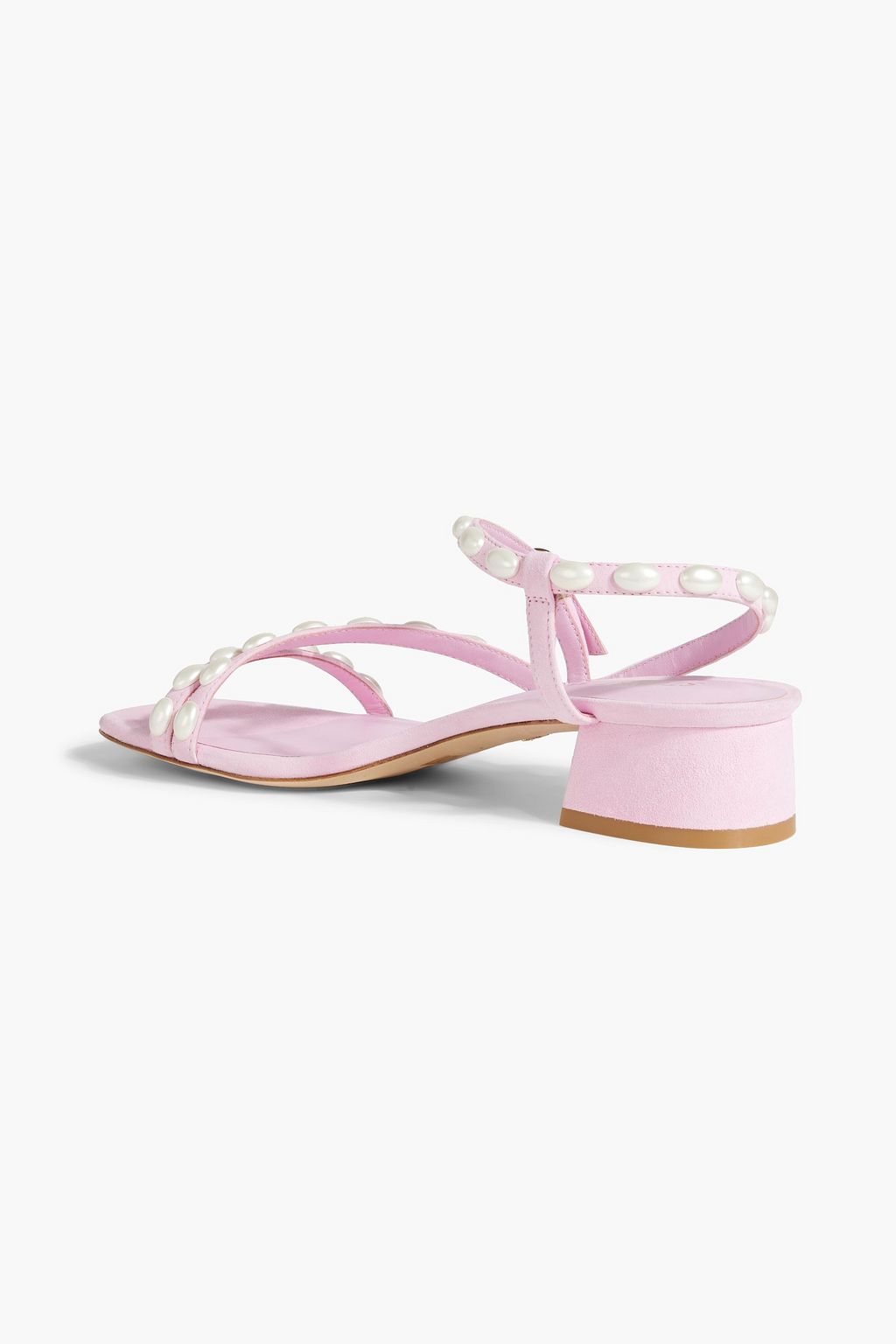 STUART WEITZMAN Pearlita 35 faux pearl-embellished suede sandals