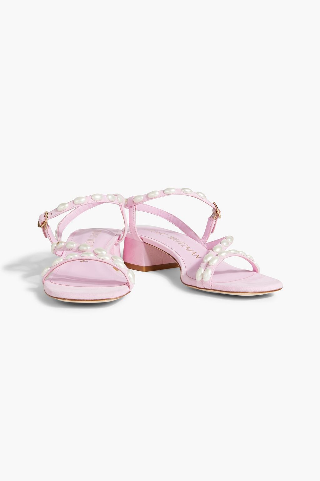 STUART WEITZMAN Pearlita 35 faux pearl-embellished suede sandals