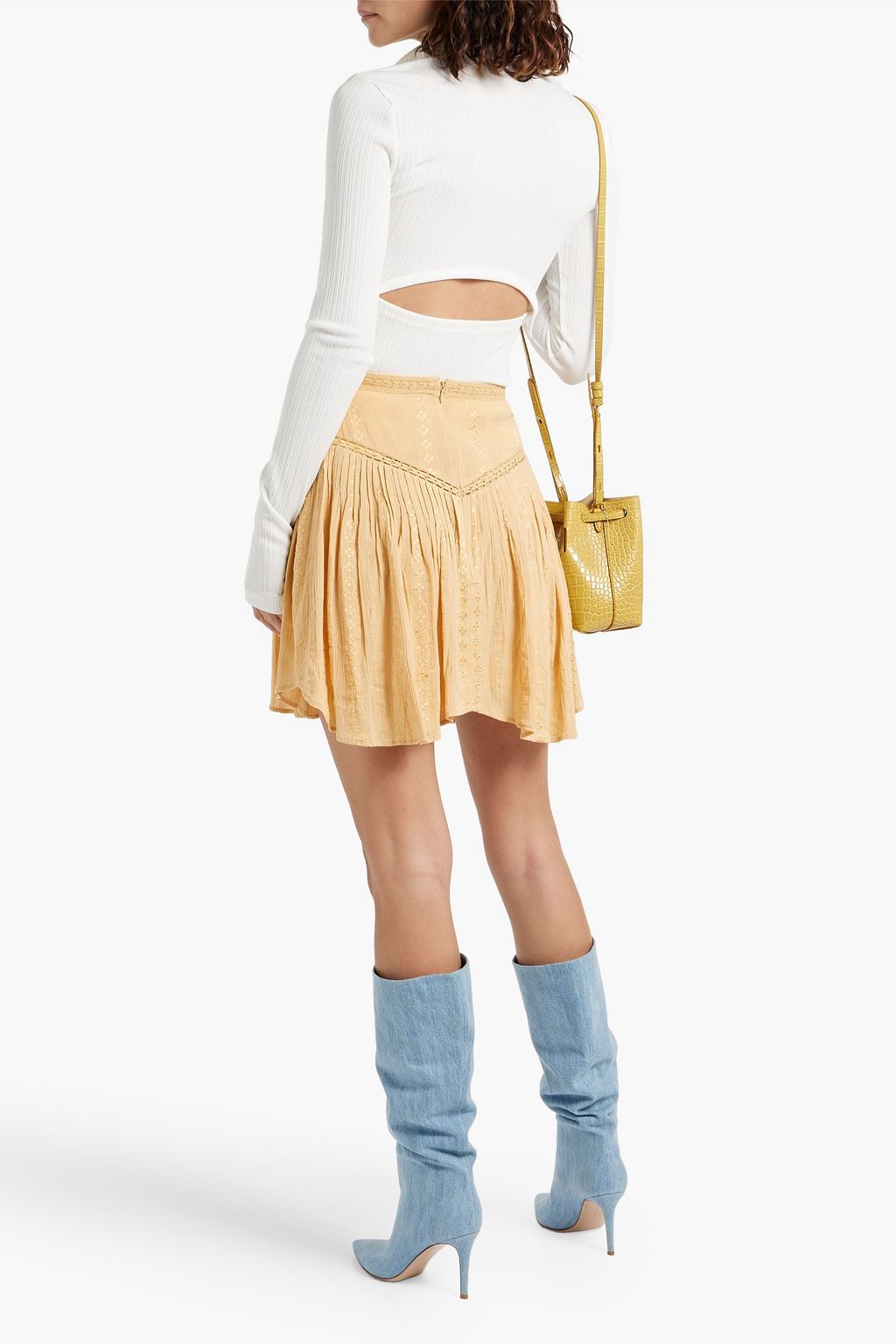 MARANT ÉTOILE Jorena embroidered crinkled cotton-blend gauze mini skirt