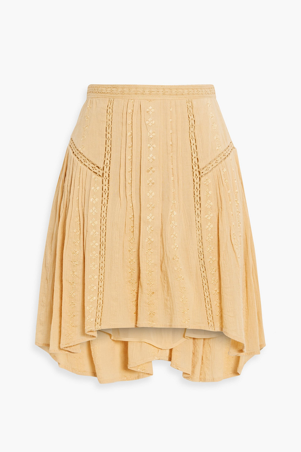 Isabel Marant Étoile Jorena Embroidered Crinkled Cotton-blend Gauze Mini Skirt In Sand