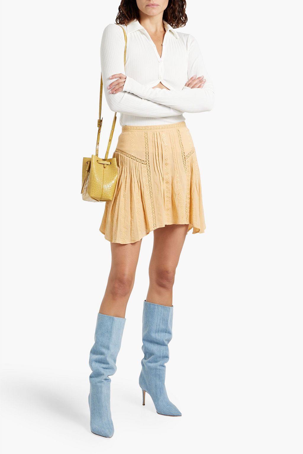 MARANT ÉTOILE Jorena embroidered crinkled cotton-blend gauze mini skirt