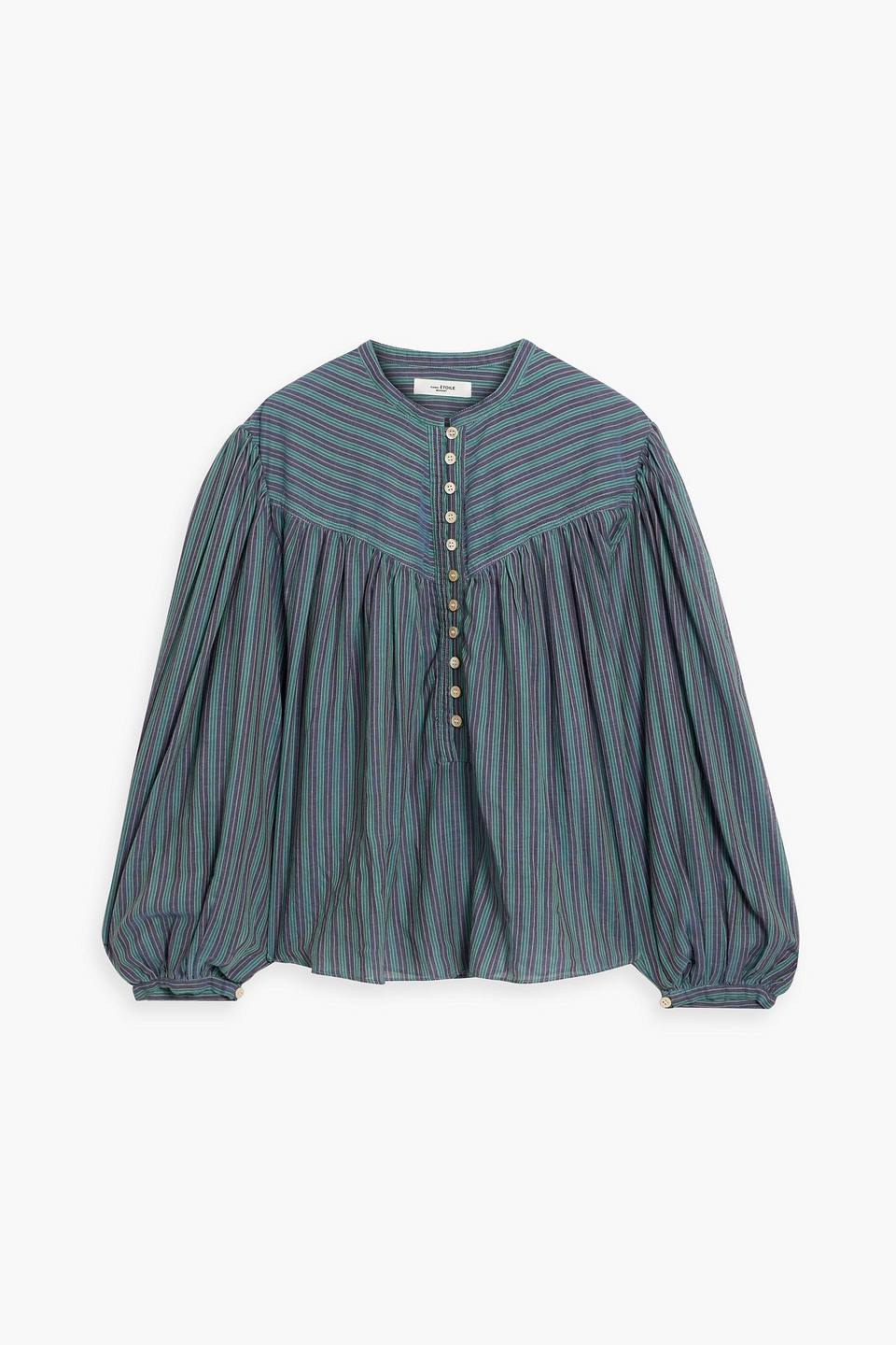 Isabel Marant Étoile Esalika Striped Cotton-voile Blouse In Teal