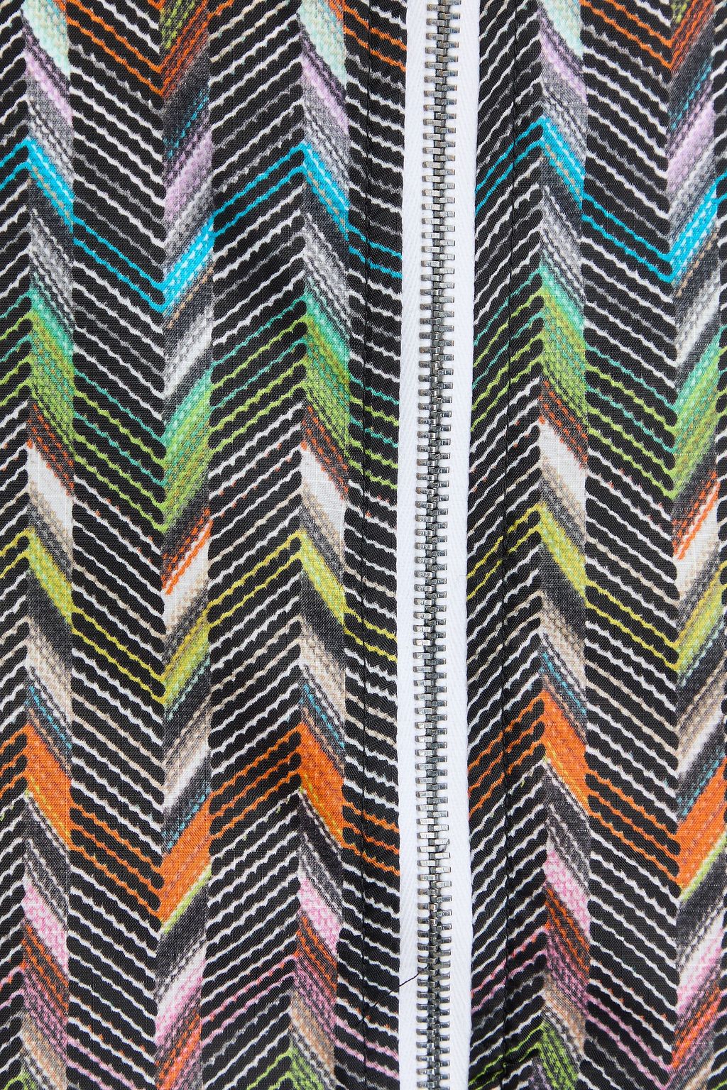 MISSONI جاكيت بغطاء رأس من قماش ريب ستوب مزين بطبعات