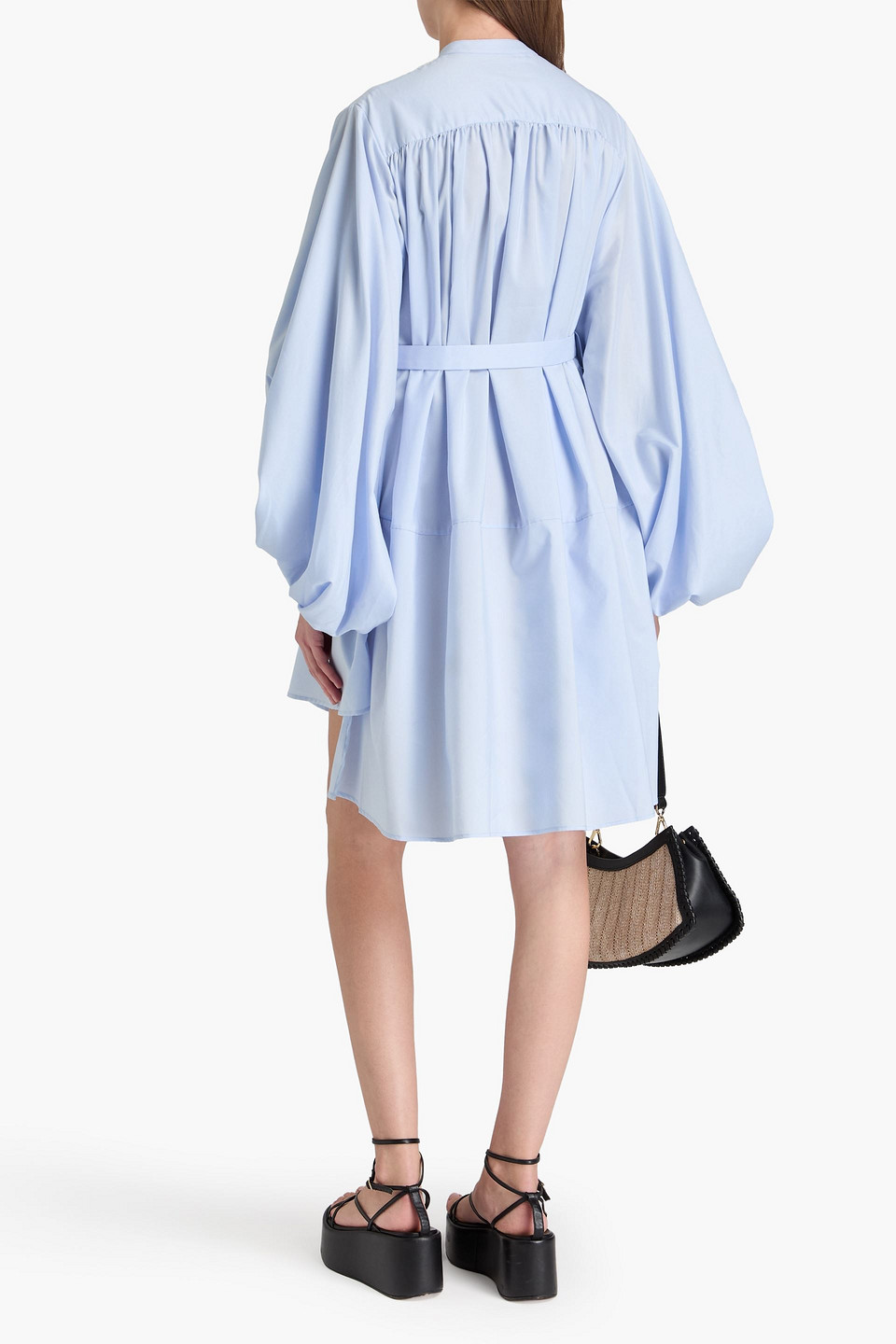 PALMER HARDING TENDER BELTED PIQUÉ-TRIMMED COTTON-POPLIN SHIRT DRESS