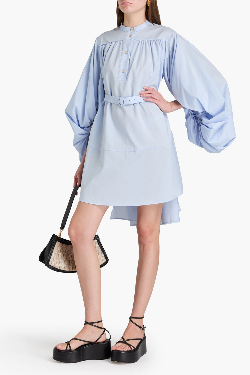 PALMER HARDING TENDER BELTED PIQUÉ-TRIMMED COTTON-POPLIN SHIRT DRESS