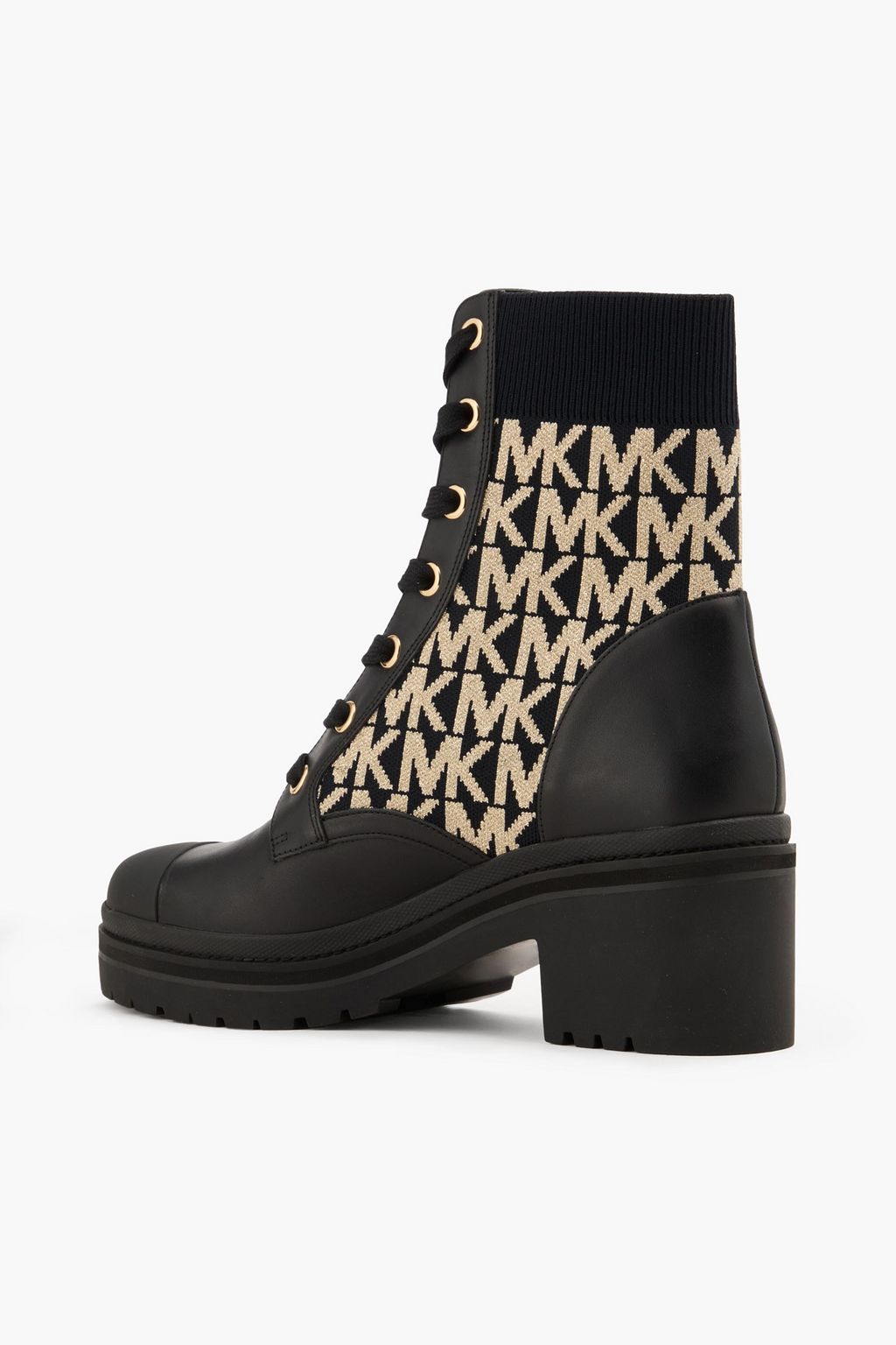 MICHAEL MICHAEL KORS بوت كومبات "بريا" من الجاكار المحبوك والجلد مقاس 39